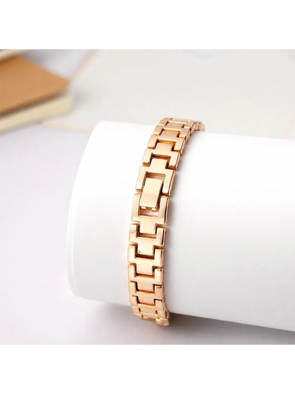 Women's Rose Gold Rhinestone Bling Iced Out Bracelet Stainless Steel Band Watch